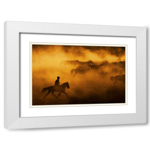 Cowboy White Modern Wood Framed Art Print with Double Matting by Tunc, Feyzullah