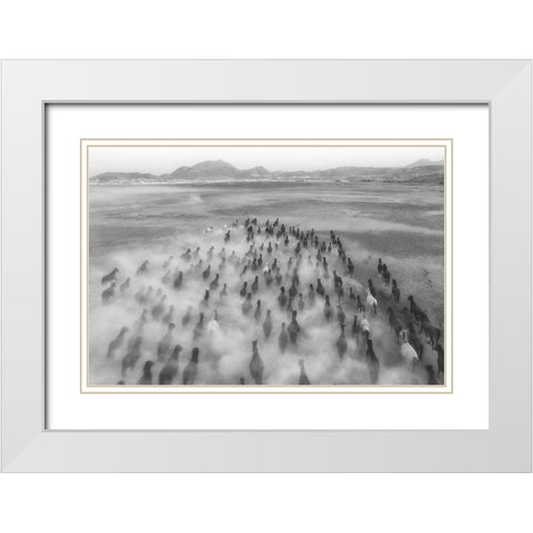 Rush Hour White Modern Wood Framed Art Print with Double Matting by Aumitcanan