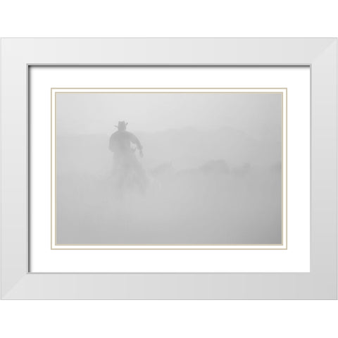 Cowboy White Modern Wood Framed Art Print with Double Matting by Uzumcu, Suleyman