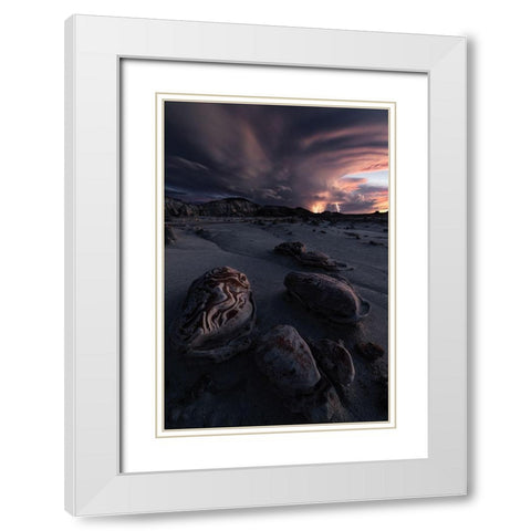 Lightning Up White Modern Wood Framed Art Print with Double Matting by Ning, Aidong