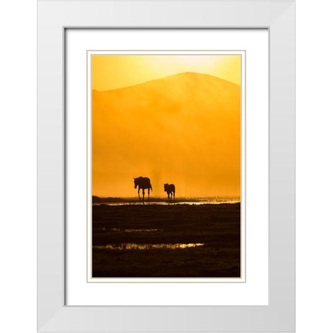 Following Mommy White Modern Wood Framed Art Print with Double Matting by Pancareken, Yavuz