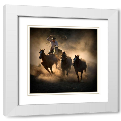Roundup White Modern Wood Framed Art Print with Double Matting by Rostler, Stephen