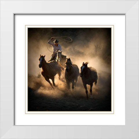 Roundup White Modern Wood Framed Art Print with Double Matting by Rostler, Stephen