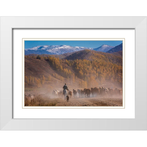 Road dust White Modern Wood Framed Art Print with Double Matting by Rosenfeld, Haim