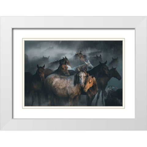 Love White Modern Wood Framed Art Print with Double Matting by Taskin, Huseyin
