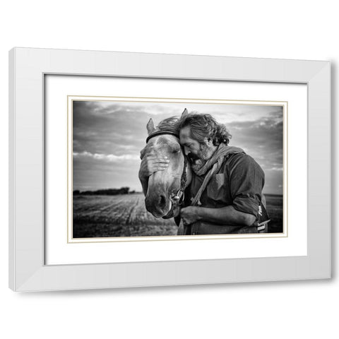 Shared Sorrow White Modern Wood Framed Art Print with Double Matting by Mete, Gilcan