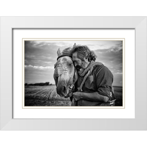 Shared Sorrow White Modern Wood Framed Art Print with Double Matting by Mete, Gilcan