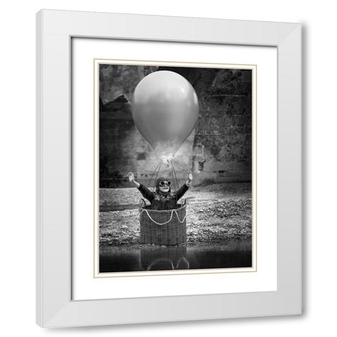 Fly me to the moon White Modern Wood Framed Art Print with Double Matting by Birkhofer, Bruno