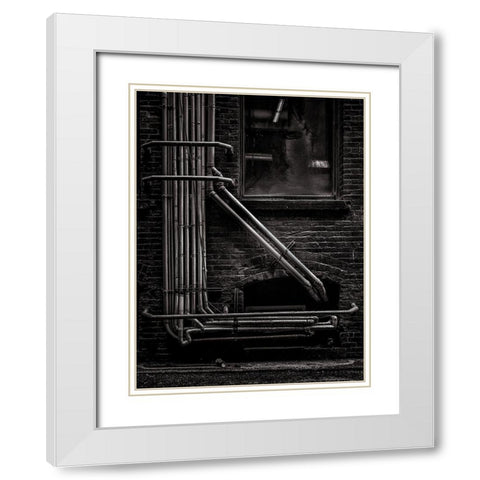 Alleyway Pipes No 2 White Modern Wood Framed Art Print with Double Matting by Carson, Brian