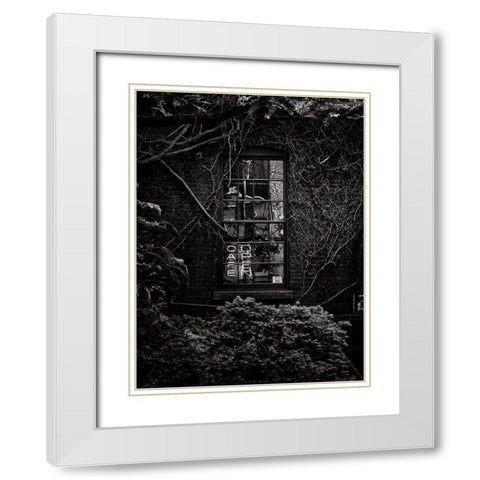 CafÃ© Open White Modern Wood Framed Art Print with Double Matting by Carson, Brian