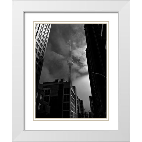 Downtown Toronto Fogfest No 6 White Modern Wood Framed Art Print with Double Matting by Carson, Brian