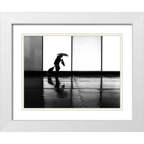It Was a Rainy Day No 8 White Modern Wood Framed Art Print with Double Matting by Carson, Brian