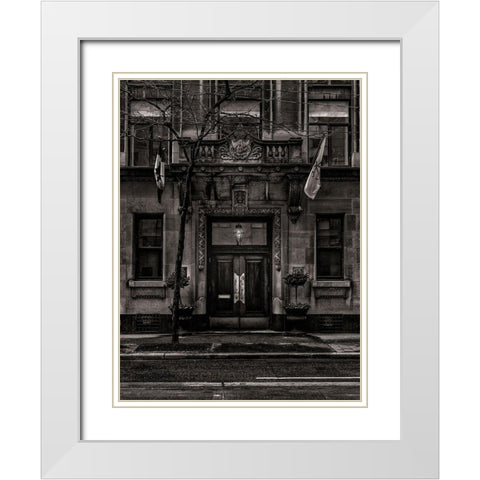 King Street Toronto No 91 White Modern Wood Framed Art Print with Double Matting by Carson, Brian