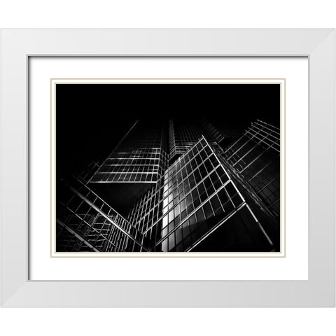 King Street Toronto No 200 White Modern Wood Framed Art Print with Double Matting by Carson, Brian