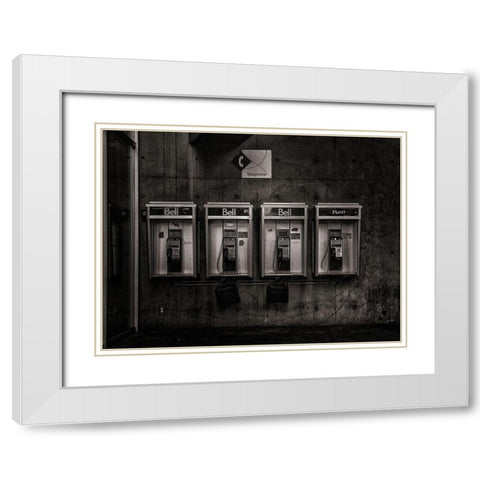 Phone Booth No 34 White Modern Wood Framed Art Print with Double Matting by Carson, Brian