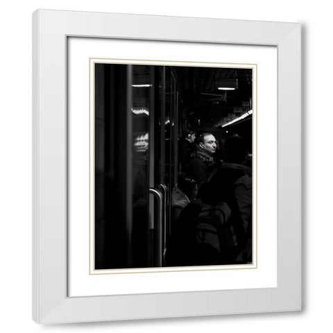 Toronto Subway Reflection White Modern Wood Framed Art Print with Double Matting by Carson, Brian