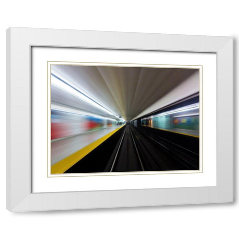 Toronto Subway System Speed No 2 White Modern Wood Framed Art Print with Double Matting by Carson, Brian