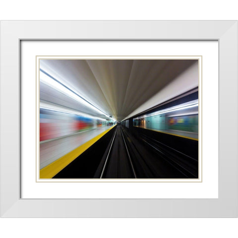 Toronto Subway System Speed No 2 White Modern Wood Framed Art Print with Double Matting by Carson, Brian