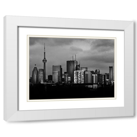 Toronto Skyline from the Pape Bridge No 3 White Modern Wood Framed Art Print with Double Matting by Carson, Brian