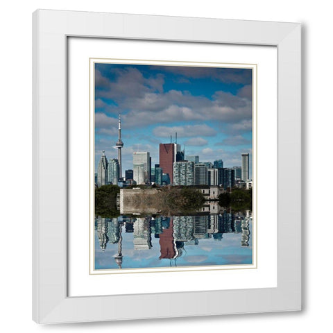 Toronto Skyline Reflection White Modern Wood Framed Art Print with Double Matting by Carson, Brian