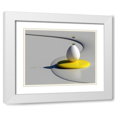 Egg Shapes White Modern Wood Framed Art Print with Double Matting by Bunjamin (Abe), Antonyus