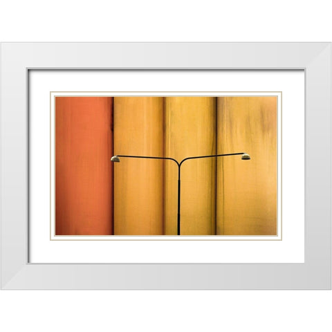 Street lamp White Modern Wood Framed Art Print with Double Matting by Schuster, Inge