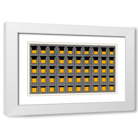 Yellow squares White Modern Wood Framed Art Print with Double Matting by Schuster, Inge