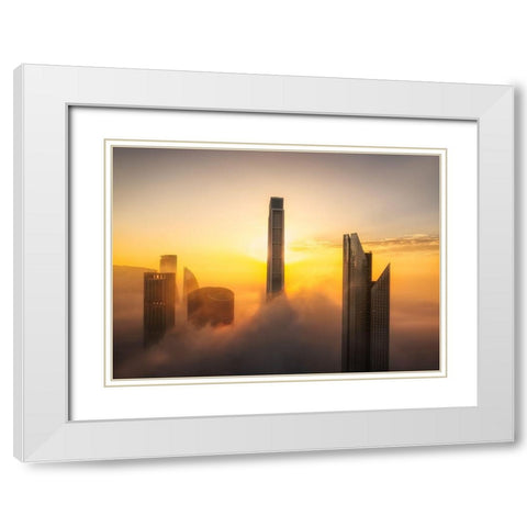Good Morning Dubai A738758 White Modern Wood Framed Art Print with Double Matting by Joanaduenas