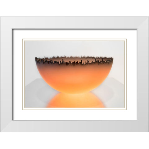 Bowl White Modern Wood Framed Art Print with Double Matting by Ning, Aidong