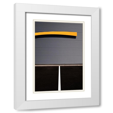 Yellow line White Modern Wood Framed Art Print with Double Matting by Endermann, Rolf