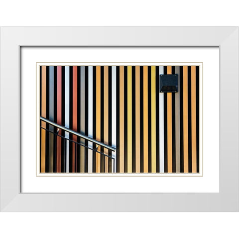 Colors with railing White Modern Wood Framed Art Print with Double Matting by Reichelt, Dieter