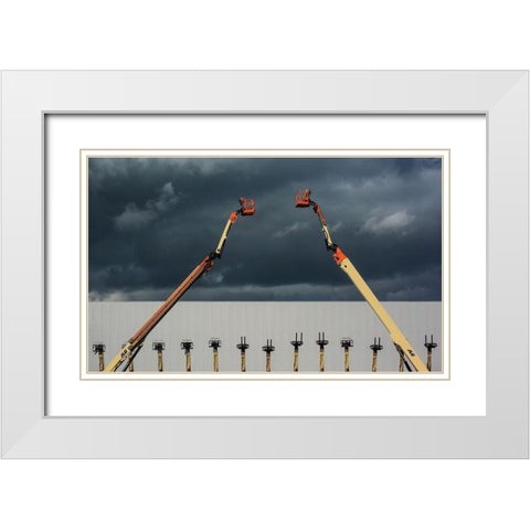 Aerial platforms White Modern Wood Framed Art Print with Double Matting by Joosten, Lus