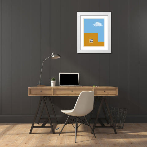 House and cloud White Modern Wood Framed Art Print with Double Matting by Labagnara, Roxana