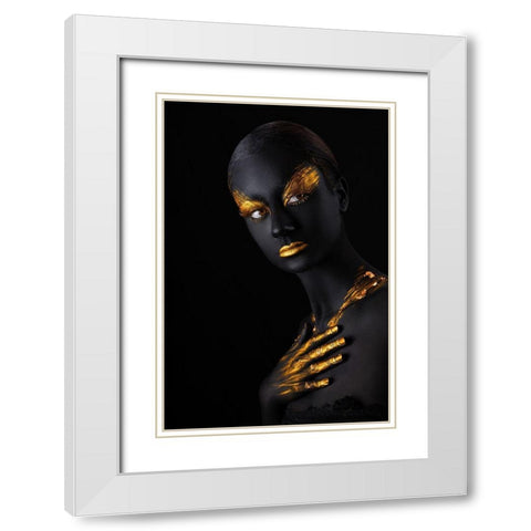Black Swan White Modern Wood Framed Art Print with Double Matting by Jarca, Ionut