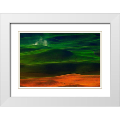 Morning in Palouse White Modern Wood Framed Art Print with Double Matting by Chang, Phillip