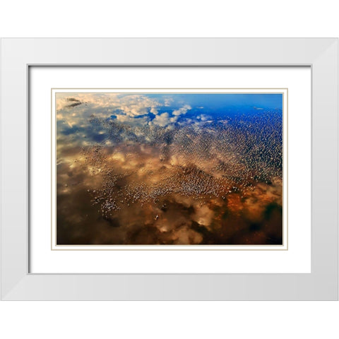 Flamingos over the clouds White Modern Wood Framed Art Print with Double Matting by Chang, Phillip