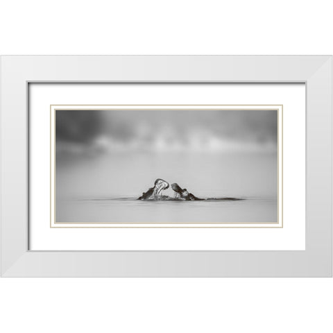 Water conversation White Modern Wood Framed Art Print with Double Matting by Chang, Phillip