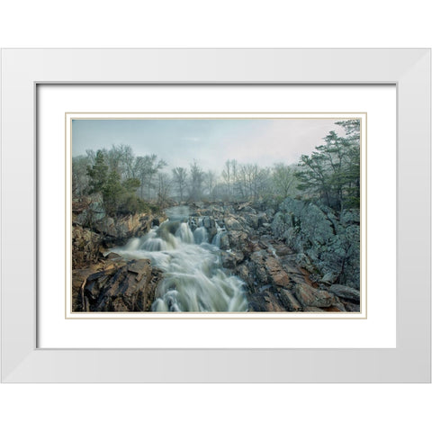 Dawn at Middle Falls White Modern Wood Framed Art Print with Double Matting by Walker, Fred