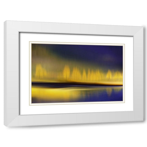 Yellow night White Modern Wood Framed Art Print with Double Matting by Westum, Heidi