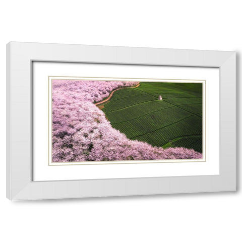 The road of flower White Modern Wood Framed Art Print with Double Matting by TIANQI