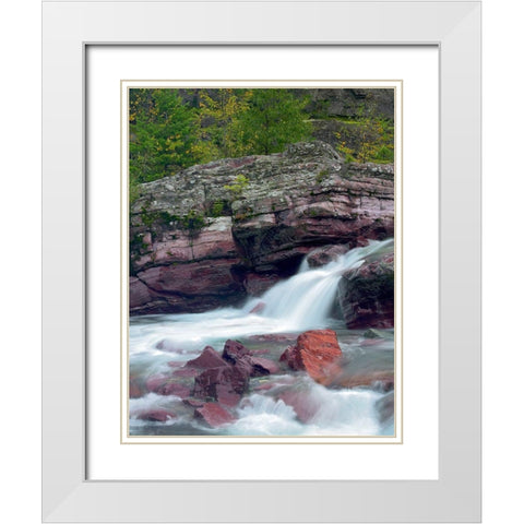 McDonald Creek-Glacier National Park-Montana White Modern Wood Framed Art Print with Double Matting by Fitzharris, Tim