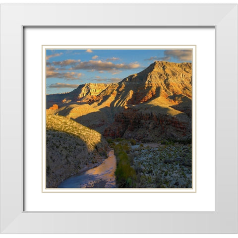 Virgin River and Virgin Mountains-Arizona White Modern Wood Framed Art Print with Double Matting by Fitzharris, Tim
