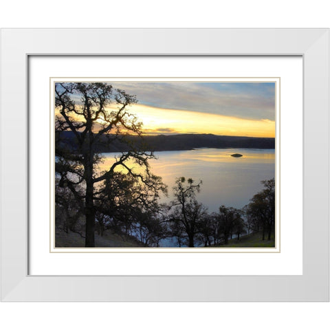 Melones Lake twilight-California White Modern Wood Framed Art Print with Double Matting by Fitzharris, Tim
