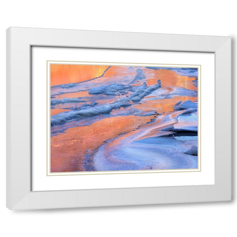 Ice on Colorado River-Cataract Canyon near Moab-Utah White Modern Wood Framed Art Print with Double Matting by Fitzharris, Tim