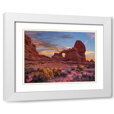 Delicate Arch at Sunset-Arches National Park-Utah-USA White Modern Wood Framed Art Print with Double Matting by Fitzharris, Tim