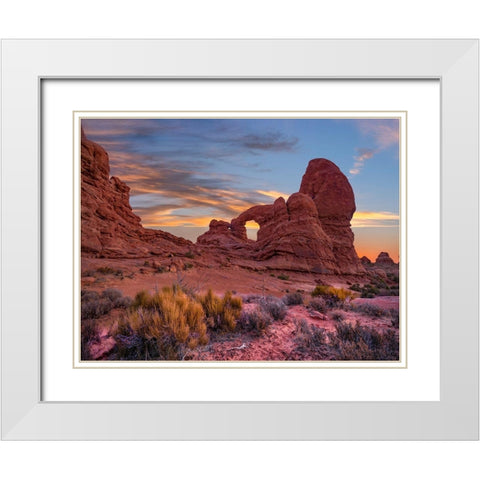 Delicate Arch at Sunset-Arches National Park-Utah-USA White Modern Wood Framed Art Print with Double Matting by Fitzharris, Tim