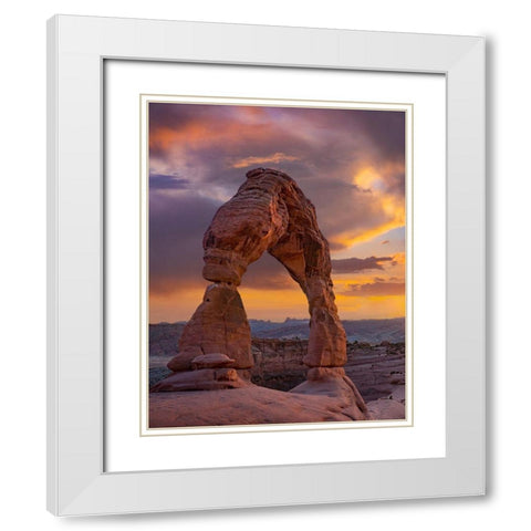 Delicate Arch at Sunset-Arches National Park-Utah-USA White Modern Wood Framed Art Print with Double Matting by Fitzharris, Tim