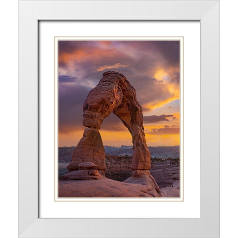 Delicate Arch at Sunset-Arches National Park-Utah-USA White Modern Wood Framed Art Print with Double Matting by Fitzharris, Tim