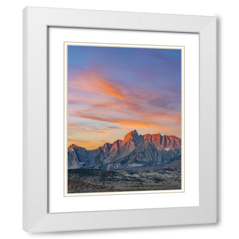 Sunrise on Sierra Nevada from Owens Valley-California White Modern Wood Framed Art Print with Double Matting by Fitzharris, Tim