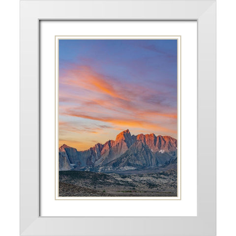 Sunrise on Sierra Nevada from Owens Valley-California White Modern Wood Framed Art Print with Double Matting by Fitzharris, Tim